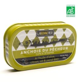 Anchois du pêcheur à l'huile d'olive extra, citron, ail et persil bio